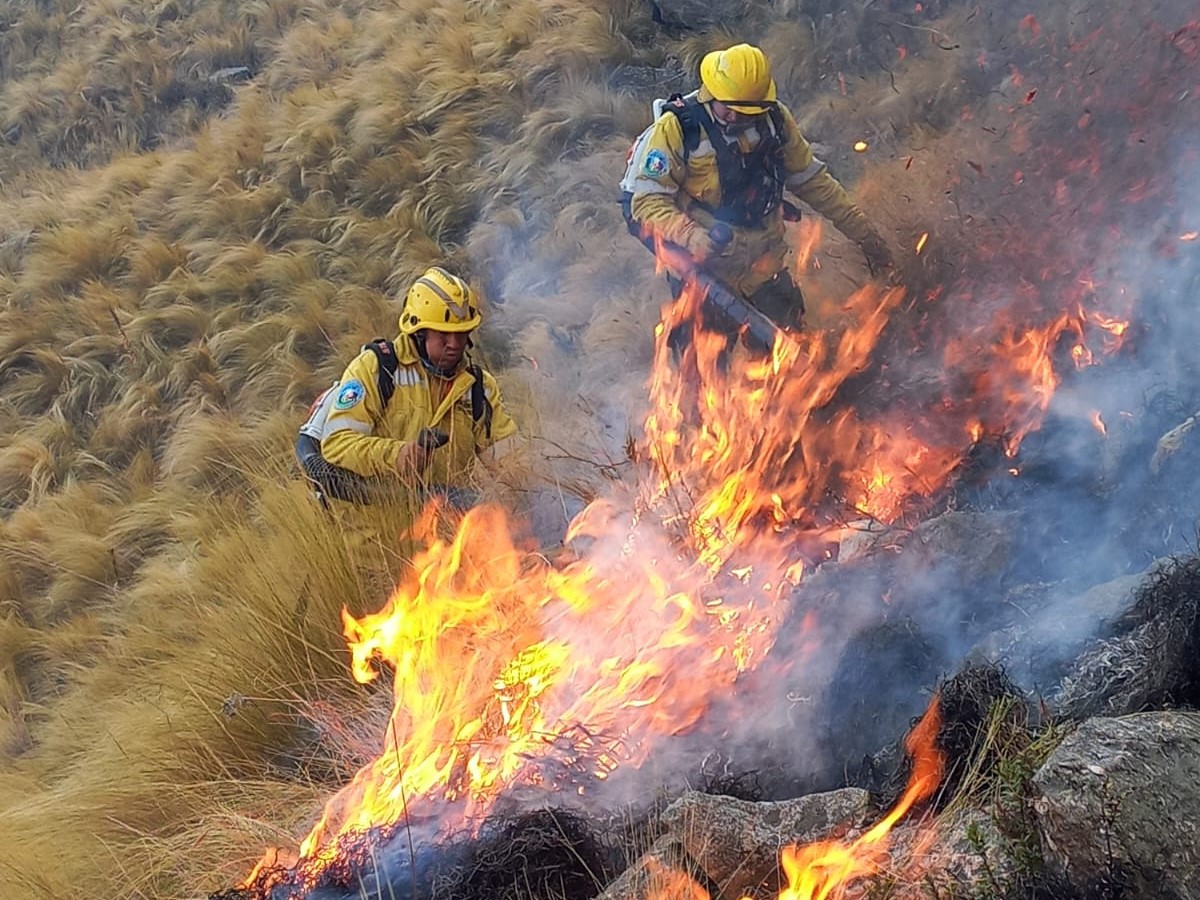 Bomberos combaten incendios en el Cerro Champaquí: se quemaron 350 hectáreas