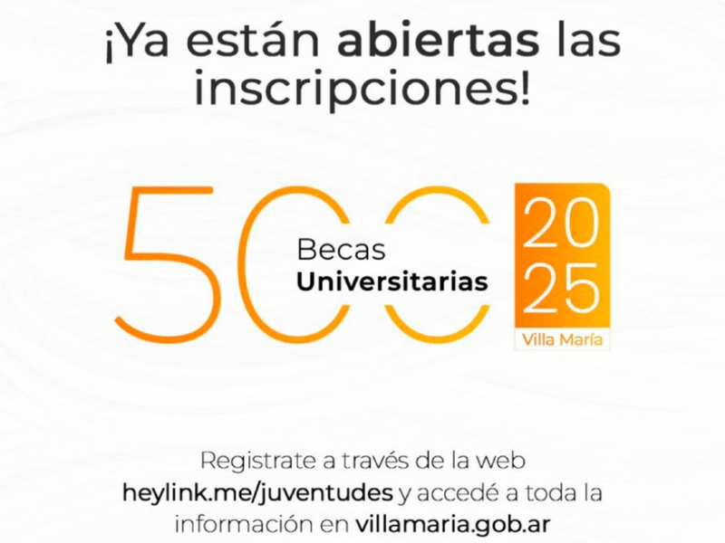 Villa María: inscriben para las 500 becas del Nivel Superior hasta el 10 de febrero 