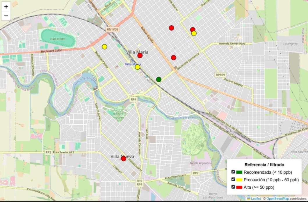 Presencia de niveles de arsénico en agua de Villa Nueva y Villa María
