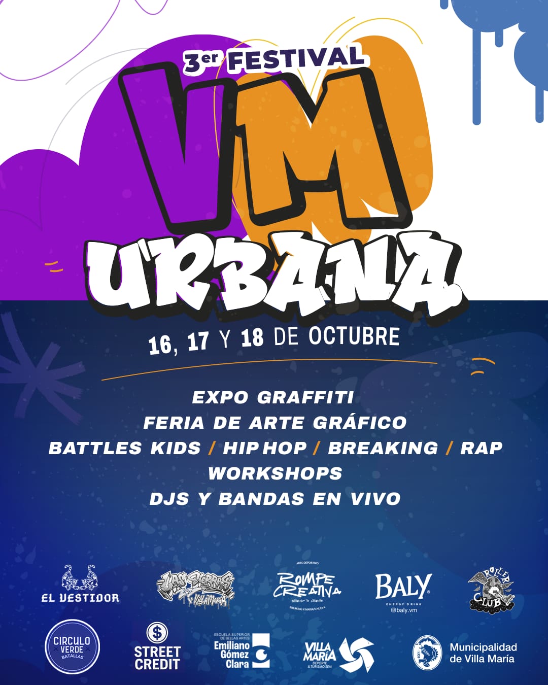 Villa María Urbana regresa con tres días de arte, música y cultura en la Costanera
